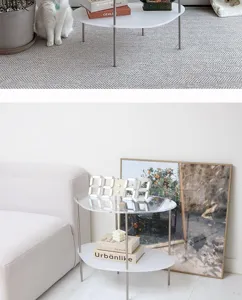 Moderne transparante acryl salontafel met twee niveaus voor een stijlvolle woonkamer.