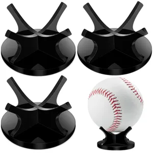 Black acrylic sports ball display stand holder for baseball softball tennis golf sphere.