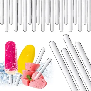 Palitos de helado transparentes reutilizables de acrílico para manualidades DIY y postres.