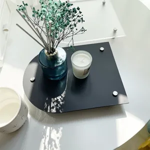 Nordic acrylic tray crescent shape black decorative plate for table perfume storage home decor