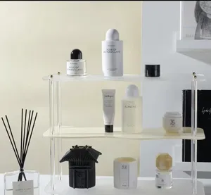 Estante de almacenamiento de escritorio de acrilico transparente organizador cosmetico multicapa.
