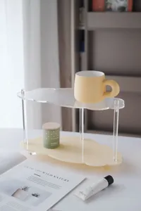 Double layer acrylic cloud desktop storage shelf detail, perfect for cosmetics, cups.