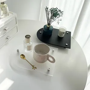 Nordic ins acrylic tray moon shaped tea tray for fruit cup perfume bathroom storage desk