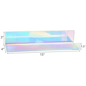Iridescent Acrylic Wall Shelf Transparent Floating Bookshelf for Office and Kitchen