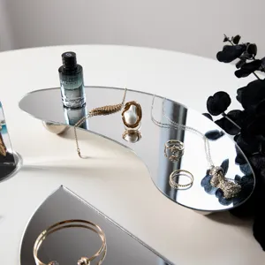 Irregular mirror jewelry display tray acrylic tabletop organizer for rings earrings