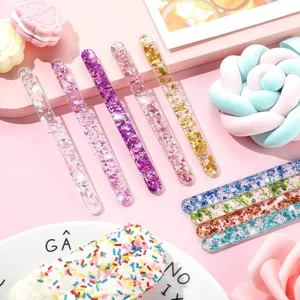 Palitos artesanales de purpurina transparente palitos de helado reutilizables detalle