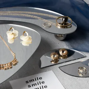 Acrylic irregular mirror jewelry tray display stand prop for photography and earrings rings