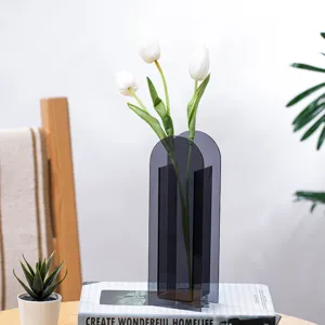 Modern minimalist acrylic vase decorative ornament transparent geometric flower container home