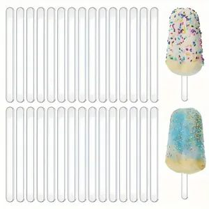 Palitos de Helado de Acrílico Transparente Reutilizables Palitos de Paleta Manualidades DIY Palitos Coloridos Claros Para Cocina Hogar