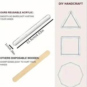 Palitos de helado transparentes de acrílico reutilizables con bordes lisos para manualidades DIY.
