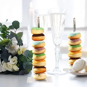 Soporte de acrílico transparente para donuts 4 piezas, ideal decoración boda fiesta.