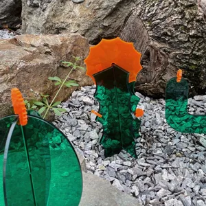 Acryl Kaktus Ornament Tischdekoration transparent grün orange Pflanze Geschenk kreativ