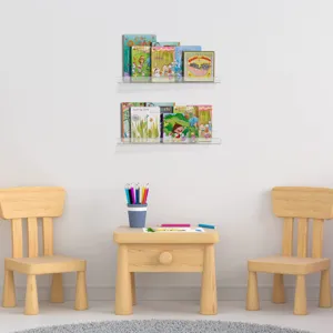 Étagères murales flottantes en acrylique transparent pour livres, décoration moderne.
