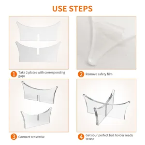 Acrylic ball holder assembly detail showing clear steps for setup and crosswise connection.