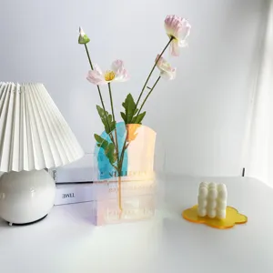 Vaso in acrilico iridescente nordico arte minimalista decorazione floreale da scrivania