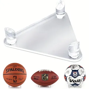 Acrylic triangular sports ball display stand clear holder for basketball football and soccer