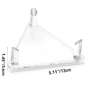 Clear acrylic triangular ball display stand for football volleyball bowling sports equipment.