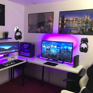 Supporto a parete in acrilico doppio per cuffie da gioco e controller per la scrivania.