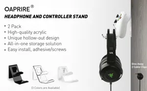 Supporto Murale in Acrilico per Cuffie e Controller Doppio Portaoggetti per Gaming Set