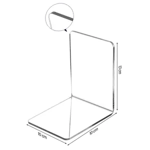 Serre-livres en acrylique transparent en forme de L pour étagère de bureau de rangement.
