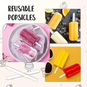 Set de moldes para paletas reutilizables, palitos transparentes para helado casero DIY.