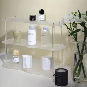 Estante de almacenamiento de escritorio de acrílico transparente organizador cosmético multicapa