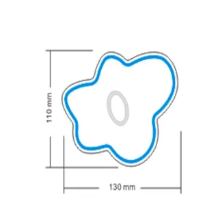 Detalle de dimensión de posavasos floral acrílico, especificación de alfombrilla