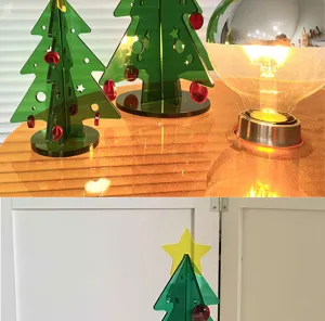 Sapin de Noël en acrylique décoration DIY, mini bureau festif cadeau de mise en scène.