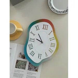 Reloj de Pared Fundido Creativo Nórdico Moderno Silencioso Arte Reloj Sala de Estar Decor