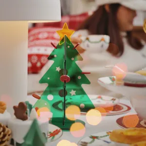 Arbre de Noël en acrylique décoration de bureau DIY mini maison de vacances cadeau festif