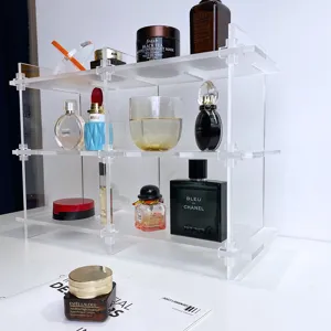 Organizador de almacenamiento de escritorio de acrílico transparente estante de exhibición modular.