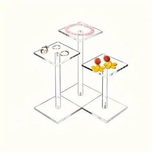 Set espositore in acrilico trasparente, organizer multilivello per gioielli e cosmetici da tavolo.