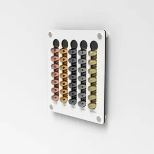 Acrylic wall-mounted coffee capsule holder display rack for home office kitchen bar use