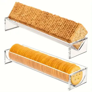 European Style Clear Acrylic Rectangular Cookie Tray Dessert Storage Rack Fruit Food Display Stand For Party Home
