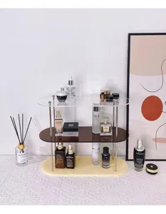 Acrylic desktop storage shelf multi-tier cosmetic organizer makeup display rack for vanity table