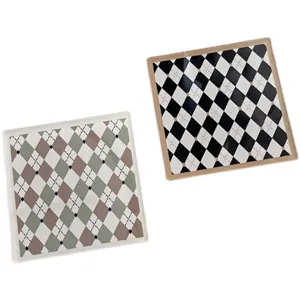 Retro nordisch Acryl Schachbrett Untersetzer Set, stilvolle geometrische Rauten Tischdeko.