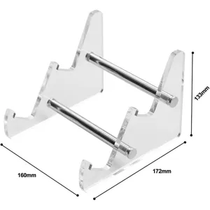Supporto per tastiera in acrilico trasparente con barre metalliche, supporto da scrivania.