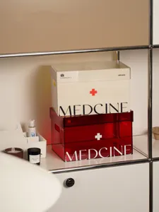 Acrylic medicine storage box household first aid container dust-proof large capacity