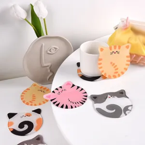 Süßer Cartoon Katzenohr Acryl Untersetzer Kreative Wärmeisolierung Matte Desktop Dekoration Café Dessert Shop Deko Tassenmatte