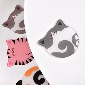 Niedlicher Cartoon Acryl Katzen Untersetzer, kreative Isoliermatte und schöne Deko Requisite.