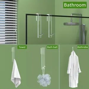 Crochet de porte en acrylique transparent sans perçage porte-serviette salle de bain