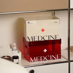 Acrylic First Aid Box Household Emergency Storage Box Dustproof Portable Medicine Organizer Large Capacity Container For Home