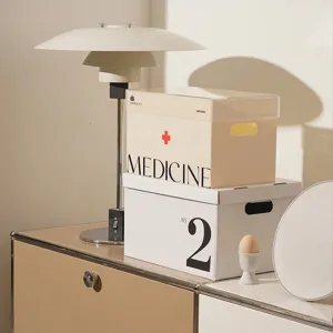 Acrylic home medicine storage box with dustproof lid, large capacity first aid container.