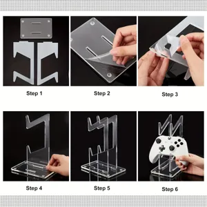 Clear acrylic dual game controller stand desktop storage display rack for PS4 Xbox.