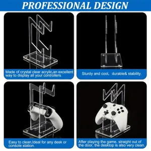 Clear acrylic dual game controller stand desktop storage display bracket holder for desk.