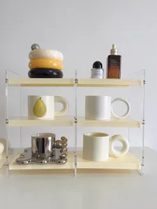 Estante de almacenamiento cosmetico acrilico organizador de escritorio para botellas tazas