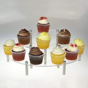 3-Tier Clear Acrylic Cupcake Stand Round Dessert Display Holder for Birthday Party Events