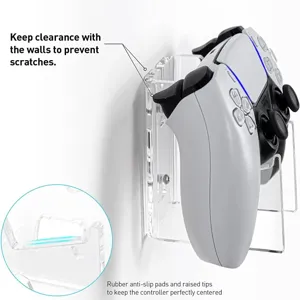 Supporto murale in acrilico per controller di gioco, supporto trasparente con pad.