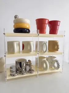 Estante organizador de acrílico transparente para escritorio de tazas y cosméticos multifunción