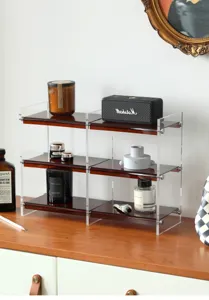 Organizador de cosmeticos de acrilico transparente estante de escritorio para perfume.